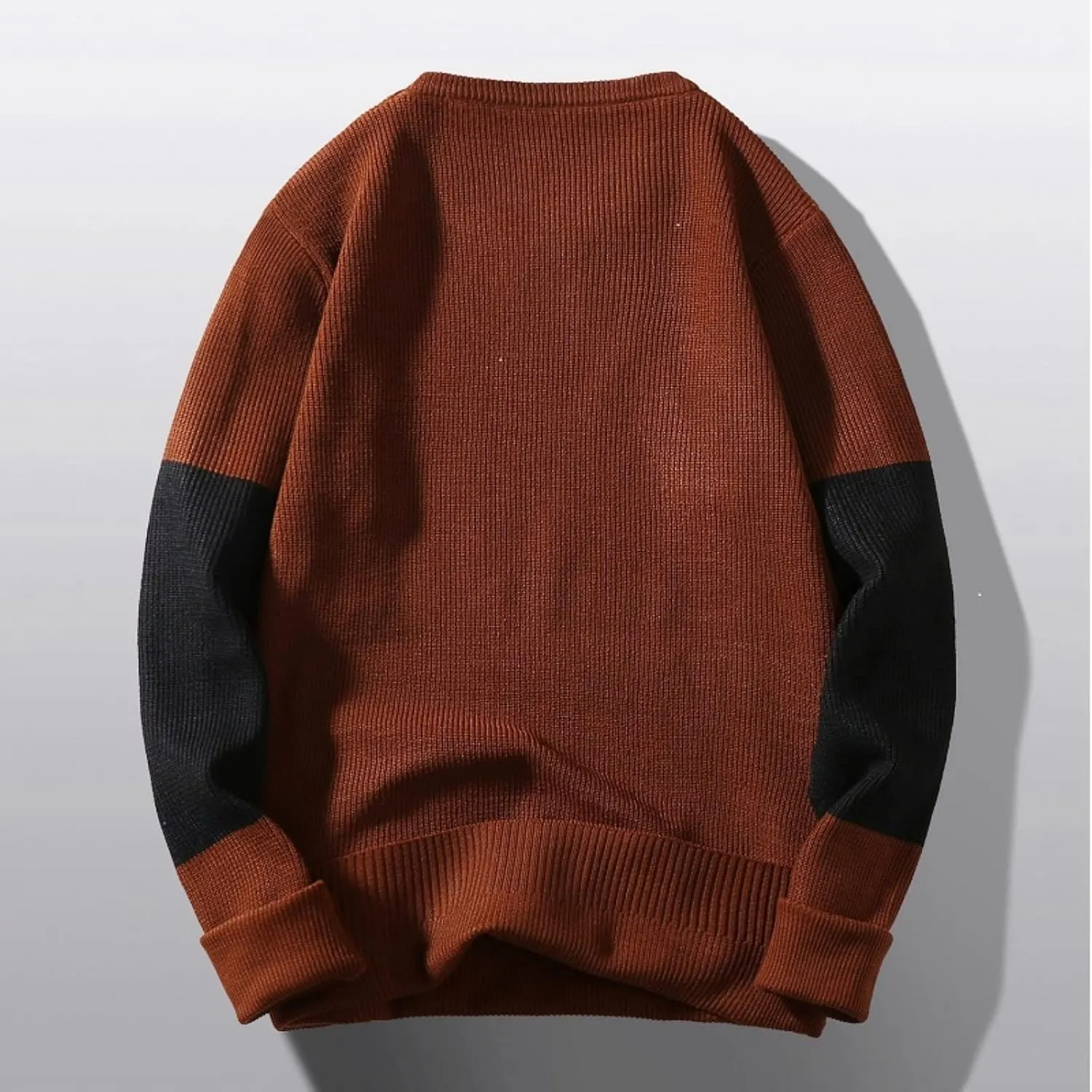 Mens Crewneck Oversized Sweaters Long Sleeve Patchwork Knit Jumper Pullover Stretchy Autumn Fashion Blouse T Shirts
