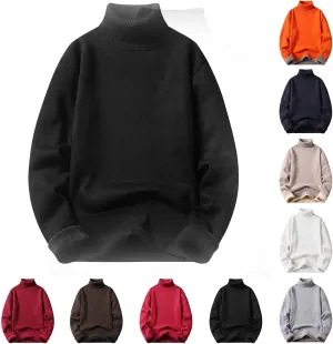 Men's Fleece Lined Thermal Turtleneck Sweater Oversized Long Sleeve Casual Pullover Jumper Tops Knitted Sweaters 2025
