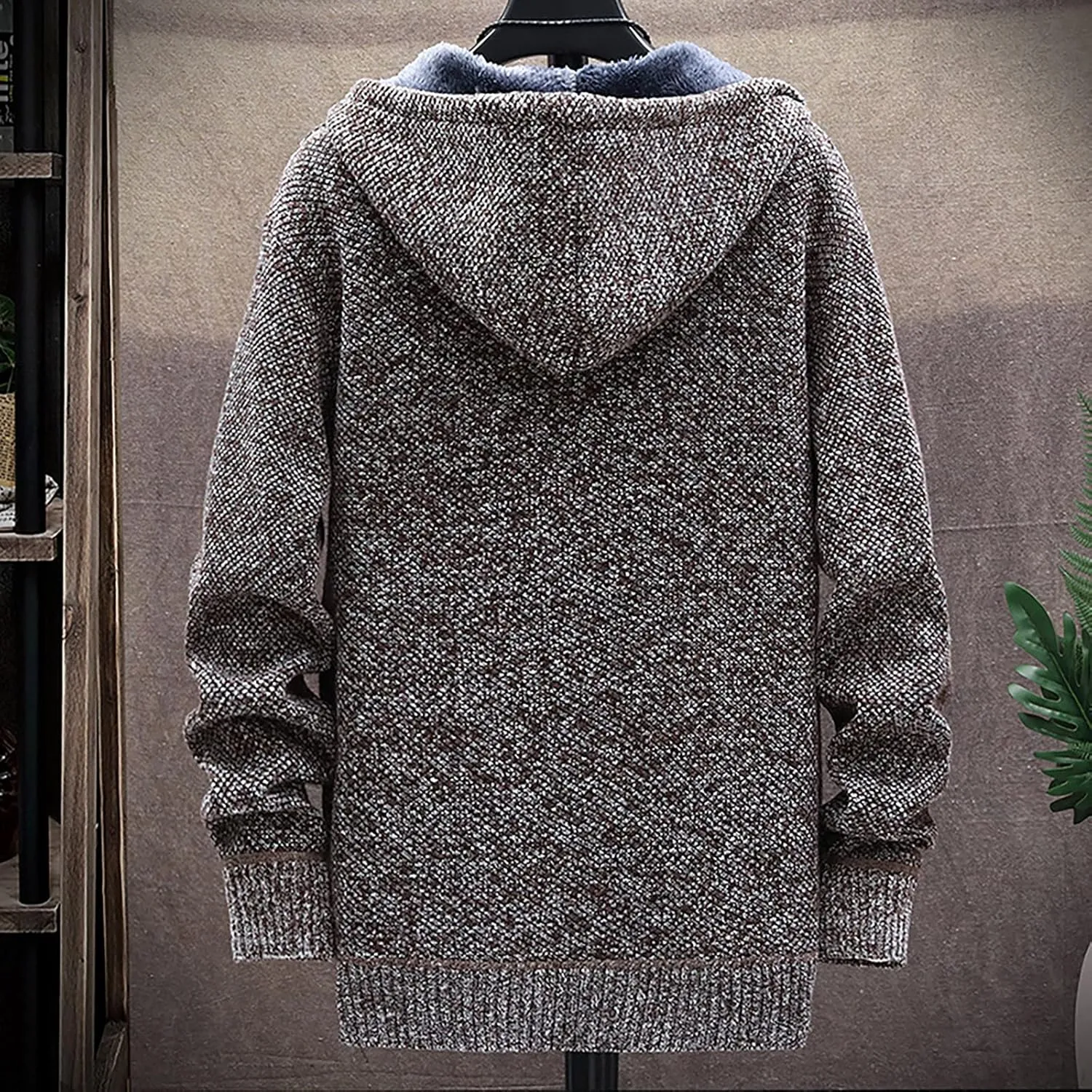Men's Full-Zip Fleece Knitted Regular Fit Full Zip Cardigan Sweater with Soft Brushed Flannel Lining