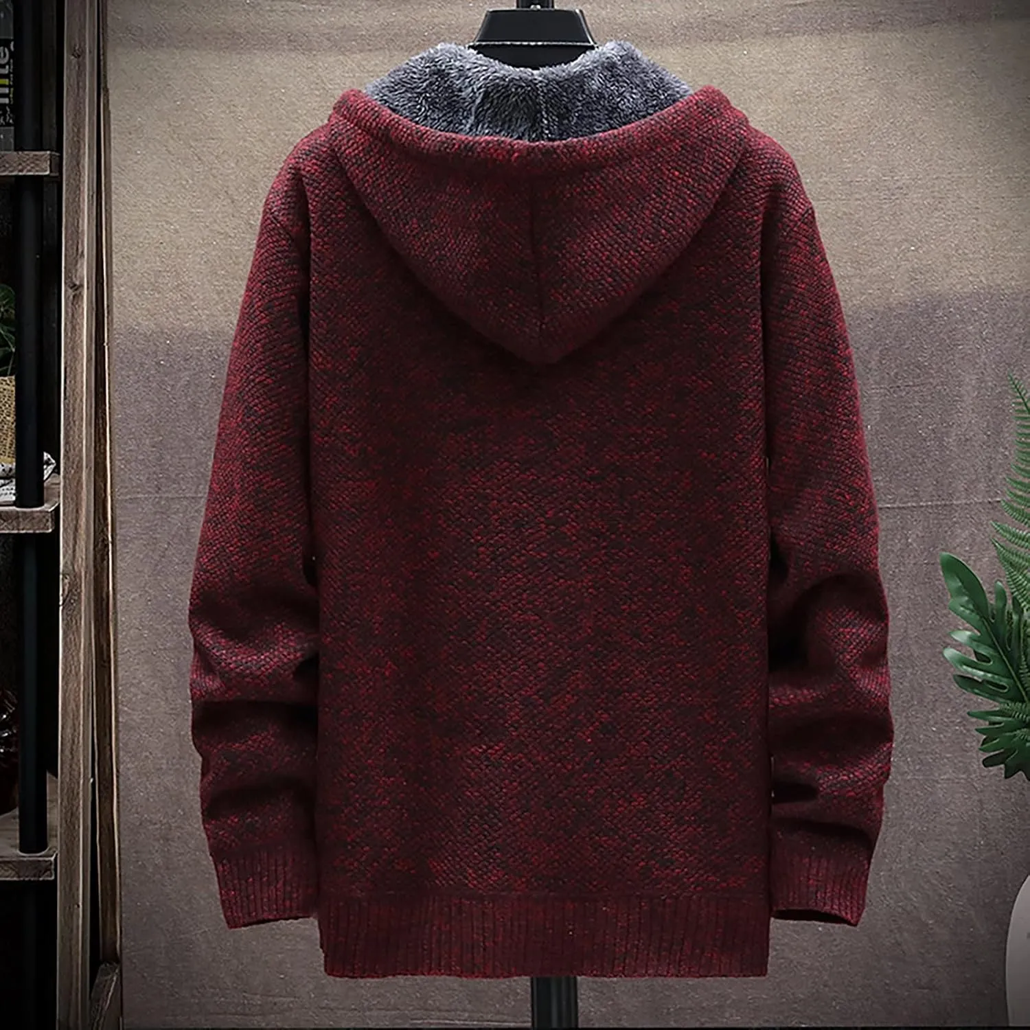 Men's Full-Zip Fleece Knitted Regular Fit Full Zip Cardigan Sweater with Soft Brushed Flannel Lining
