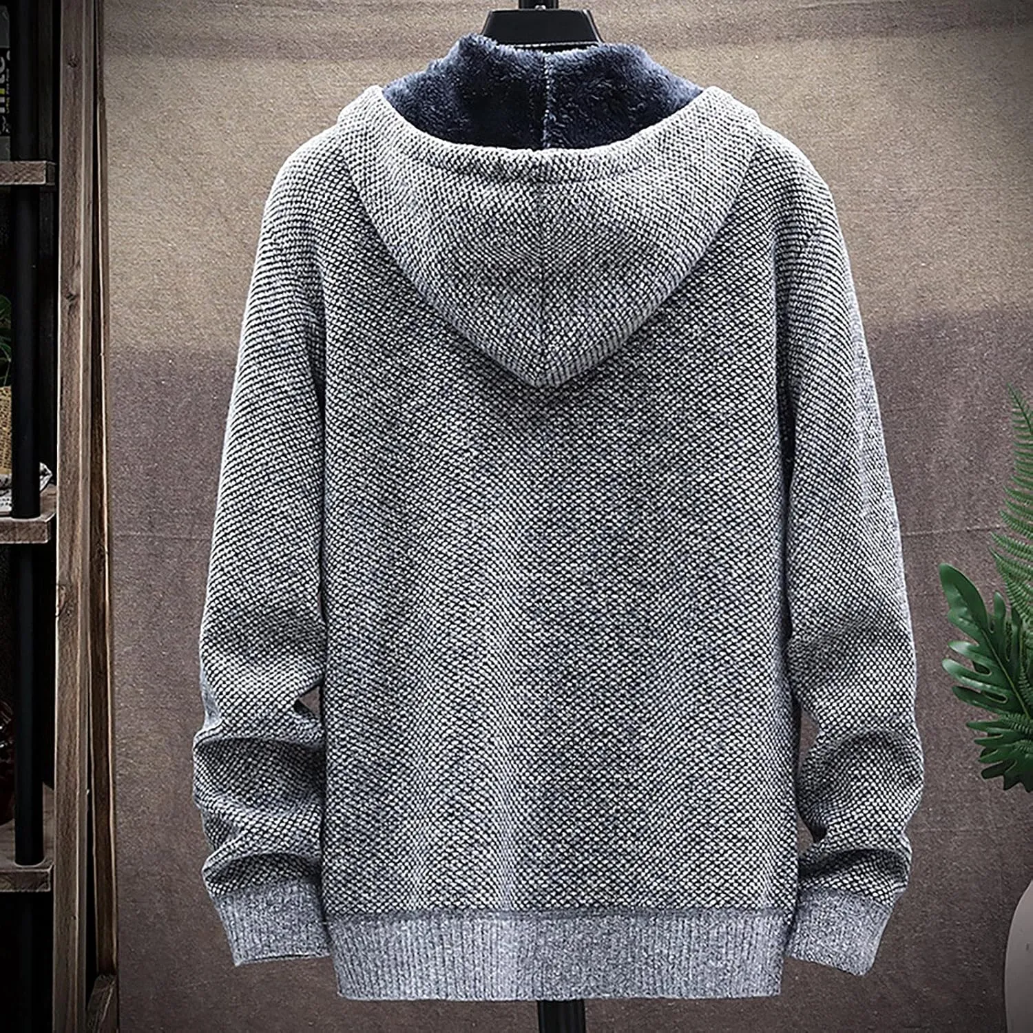 Men's Full-Zip Fleece Knitted Regular Fit Full Zip Cardigan Sweater with Soft Brushed Flannel Lining