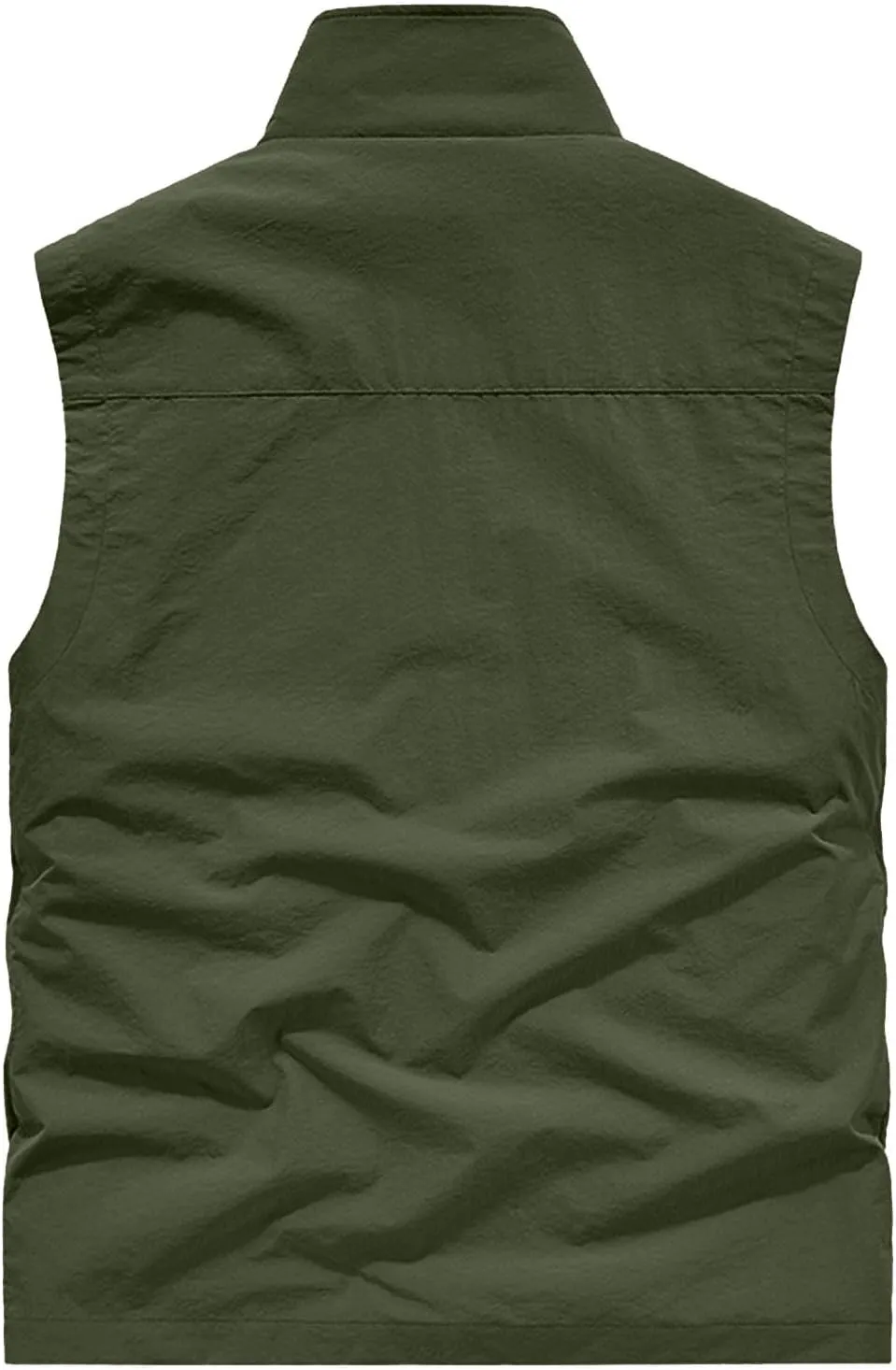Mens Full-Zip Utility Work Vest Outdoor Sleeveless Softshell Jacket Multi-Pockets Cargo Vest for Fishing Photo Travel