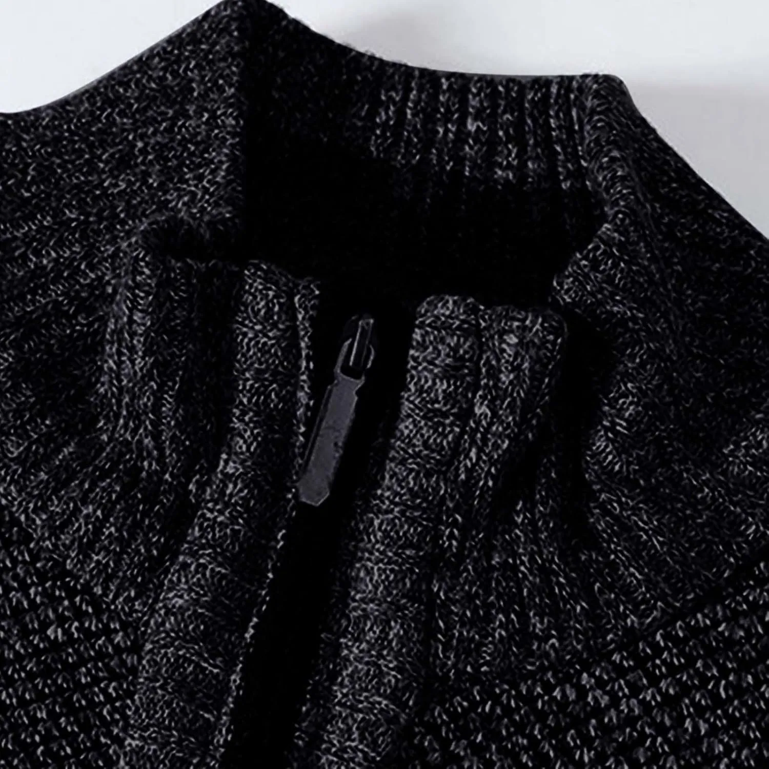 Mens Full Zipper Cardigan Sweater Stand Collar Thick Weave Pullover Thermal Knitted Tops Long Sleeve with Pockets