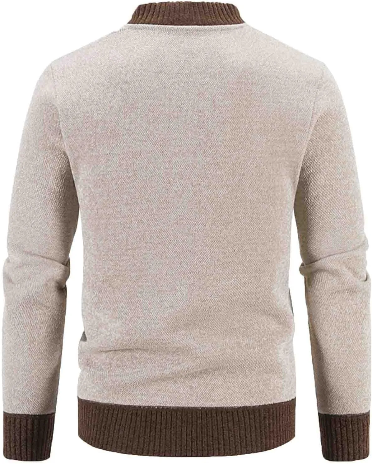 Mens Full Zipper Cardigan Sweater Stand Collar Thick Weave Pullover Thermal Knitted Tops Long Sleeve with Pockets