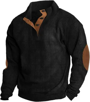 Men's Henley Pullover Sweatshirts Sweatshirt Warm Cuff Patch Long Sleeve Cashmere Tops Long Sleeve Shirts for Men