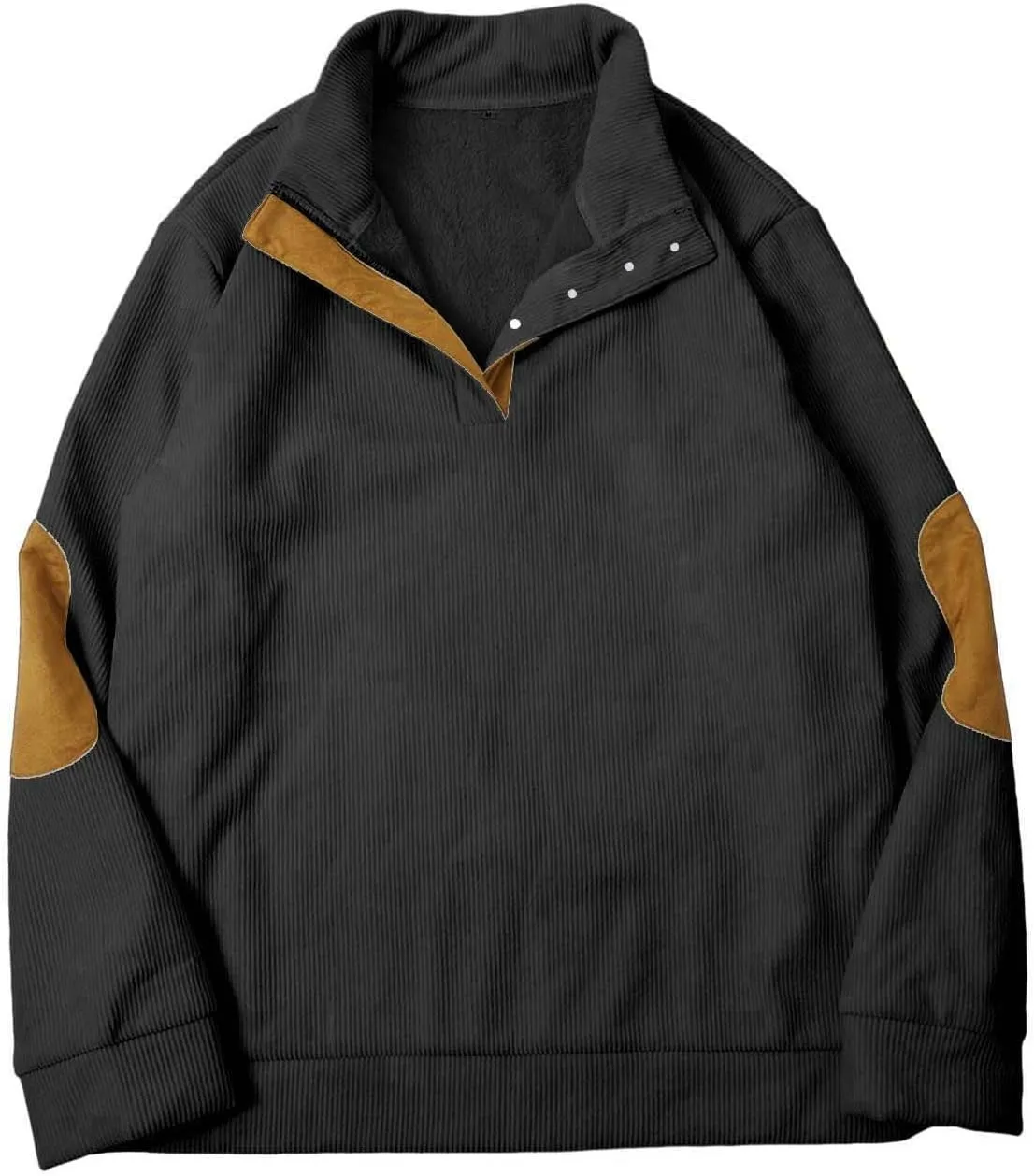 Men's Henley Pullover Sweatshirts Sweatshirt Warm Cuff Patch Long Sleeve Cashmere Tops Long Sleeve Shirts for Men