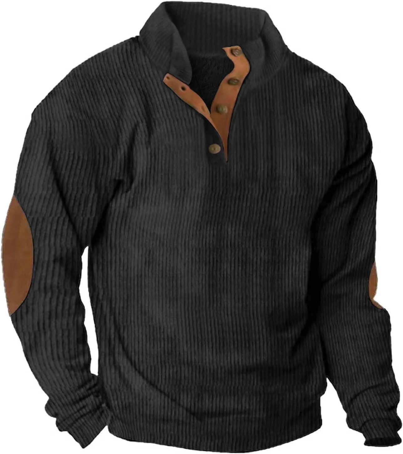 Men's Henley Pullover Sweatshirts Sweatshirt Warm Cuff Patch Long Sleeve Cashmere Tops Long Sleeve Shirts for Men
