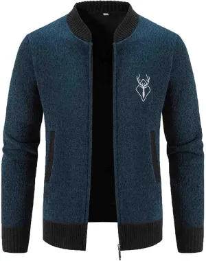 Mens Hoodies Knit Sweater, Full Zip Fleece Lined Cardigan Sweaters Casual Regular Fit Knit Hooded Men Sweater Jackets