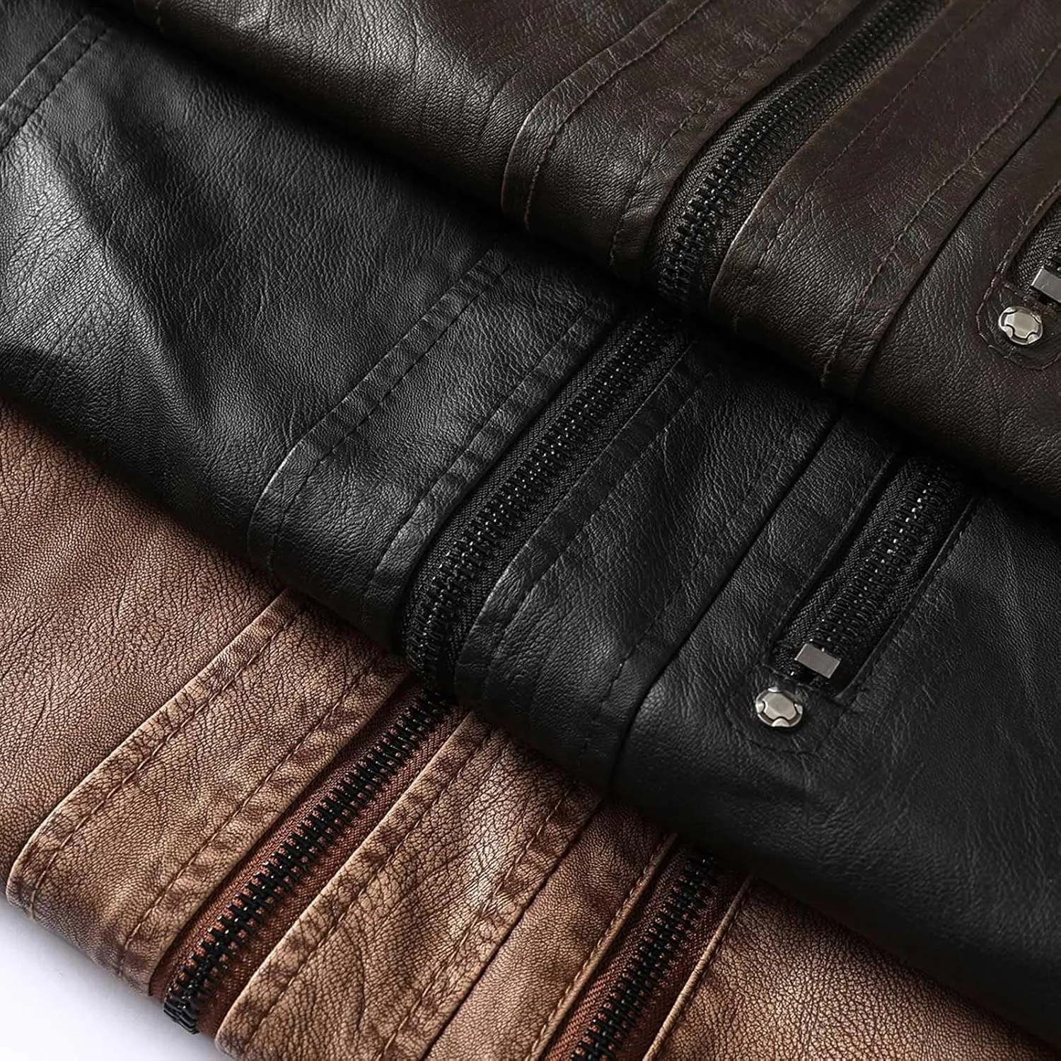 Mens Leather Jacket Motorcycle Faux Leather Bomber Jacket Lightweight Vintage Classic Zip Up Biker Pu Leather Jackets