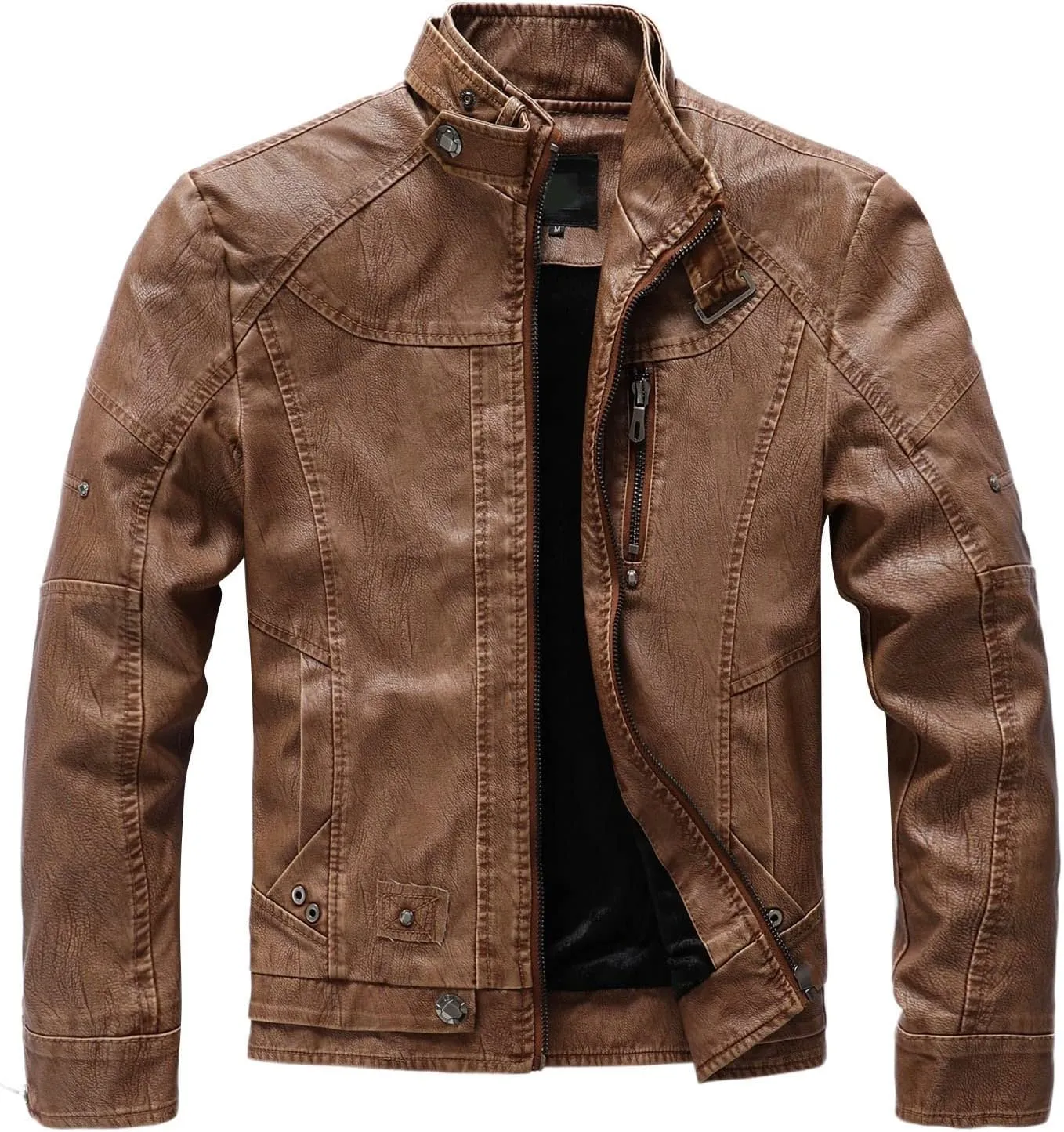 Mens Leather Jacket Motorcycle Faux Leather Bomber Jacket Lightweight Vintage Classic Zip Up Biker Pu Leather Jackets