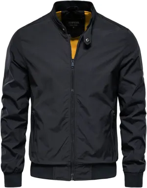 Mens Lightweight Bomber Jacket Casual Windbreaker Windproof Zip Up with Pockets for Everyday Wear