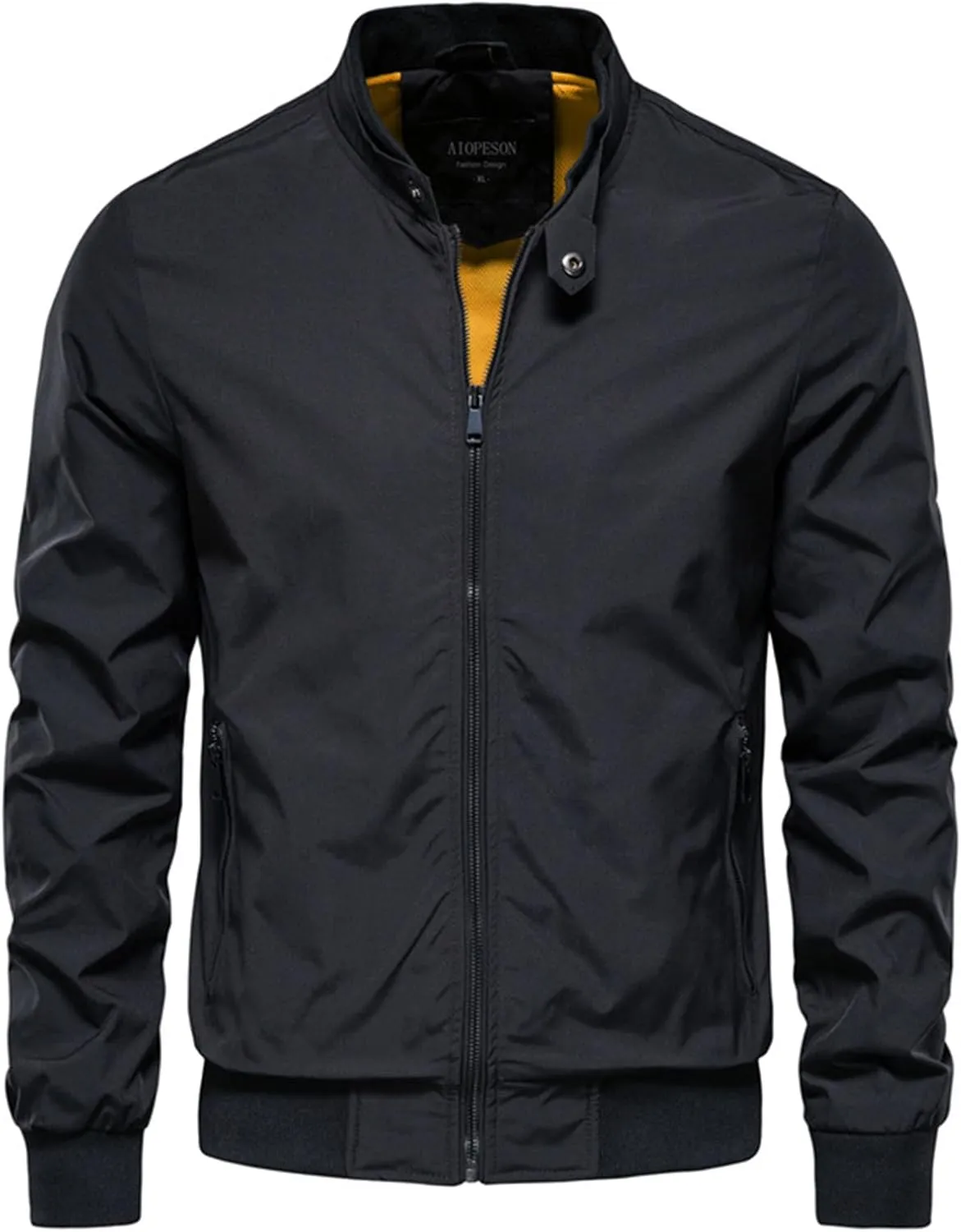 Mens Lightweight Bomber Jacket Casual Windbreaker Windproof Zip Up with Pockets for Everyday Wear