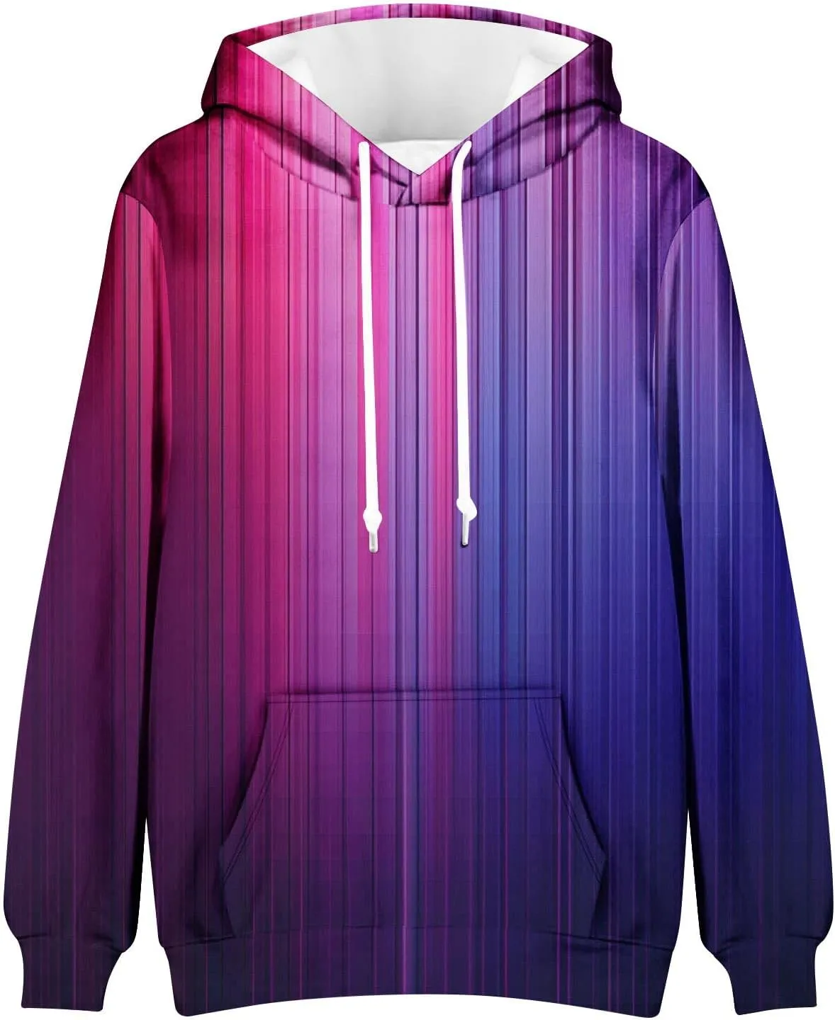 Men's Loose Long Sleeve Hoodies Sweatshirt Gradient Printed Hooded Sweatshirts Pocket Fall Winter Warm Pullover Tops