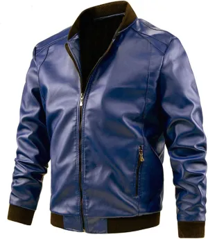 Mens Motorcycle Leather Jacket Oversize Loose Full Zip PU Biker Coat Classic Style Distressed Outwear with Pockets