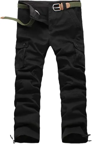 Men's Outdoor Cargo Work Trousers Tactical Pants Multi Pocket Combat Trousers Work Utility Pants