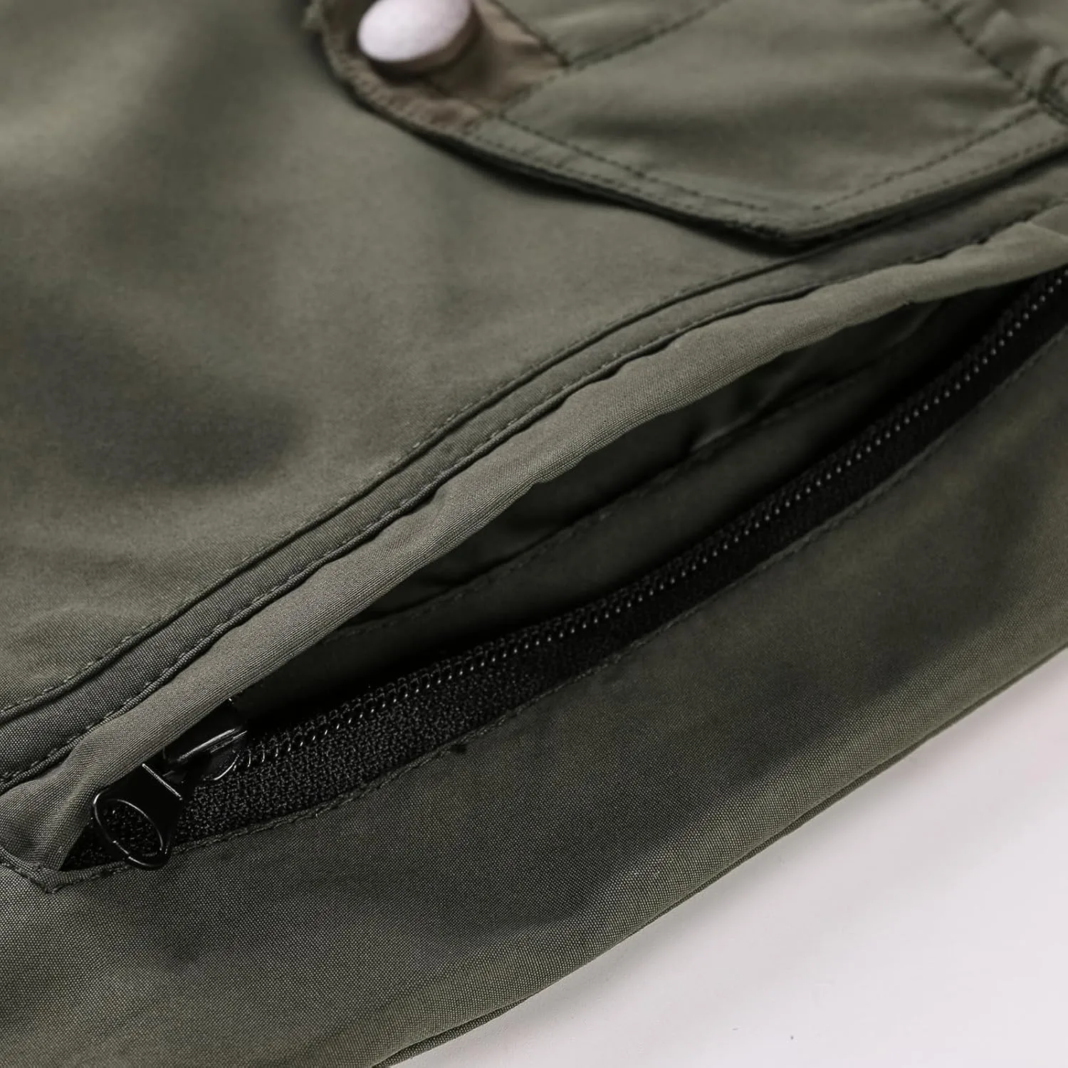 Men's Outdoor Military Jacket Utility Mid-Long Hooded Lightweight Windbreaker Work Jackets Outwear with Multi Pockets