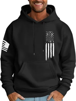 Men's Oversized Hoodie Comfy Fall Winter Hoodies for Men Flag Graphic Pullover Hoodie with Pocket Fashion Sweatshirts