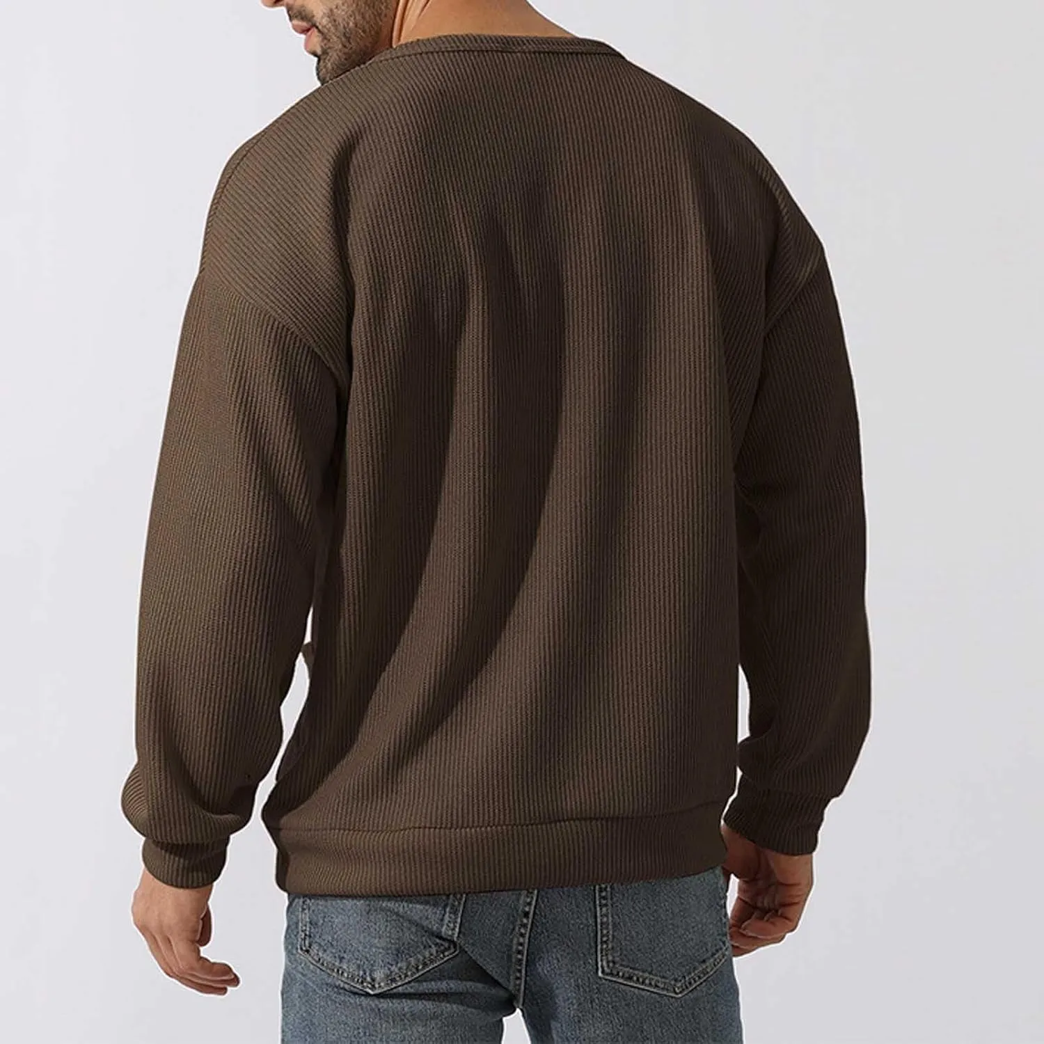 Men's Oversized Sweatshirts Long Sleeve Button Down Knitted Casual Blouses Tops Comfy Soft Sweaters Cardigans with Pockets