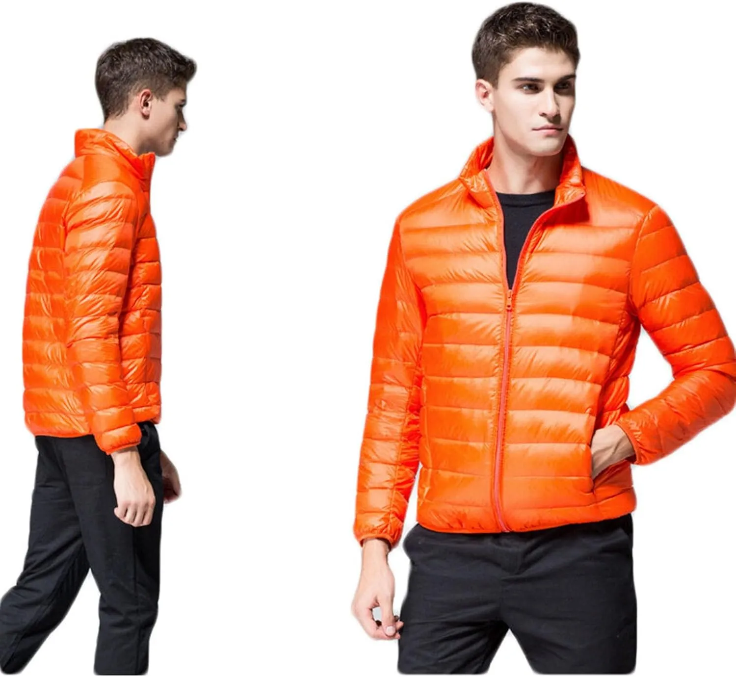 Men's Packable Water-Resistant Puffer Jacket Lightweight Quilted Jackets Casual Full Zip Down Jackets Warm Winter Coats
