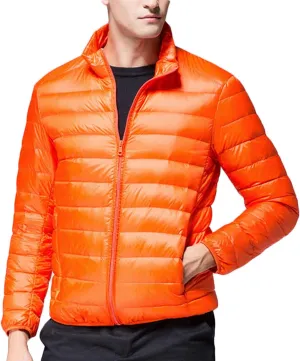 Men's Packable Water-Resistant Puffer Jacket Lightweight Quilted Jackets Casual Full Zip Down Jackets Warm Winter Coats