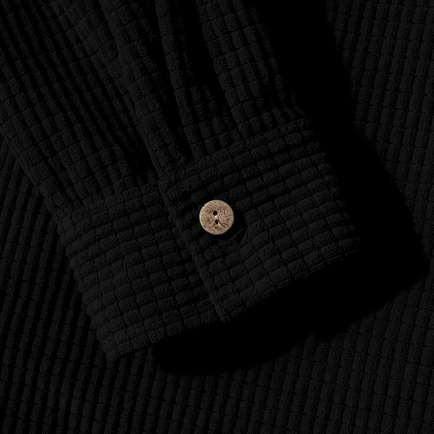 Mens Padded Waffle Jackets Hooded Button Down Cardigan Casual Long Sleeve Coats Fashion Sweatshirts Fall Tops