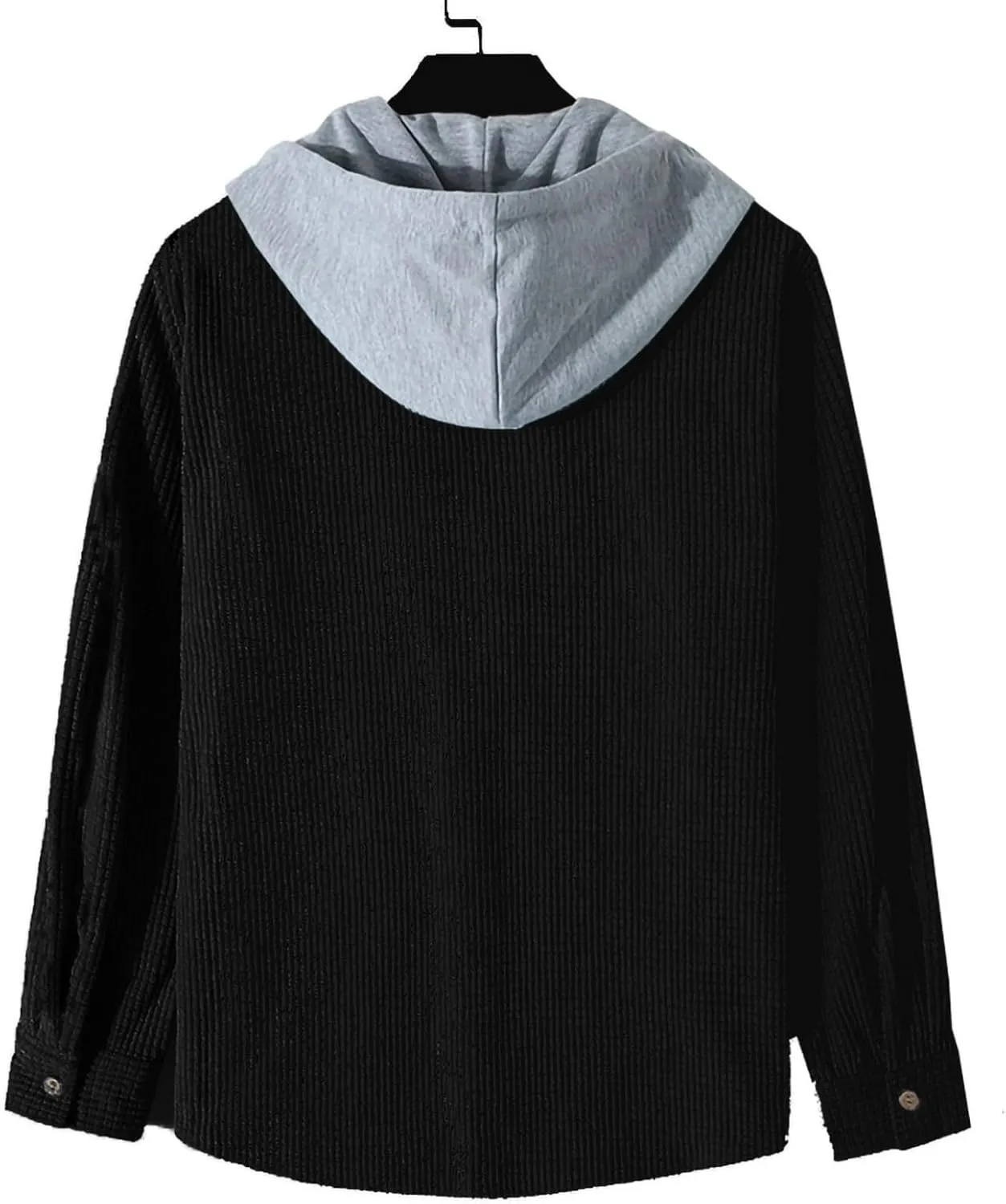 Mens Padded Waffle Jackets Hooded Button Down Cardigan Casual Long Sleeve Coats Fashion Sweatshirts Fall Tops