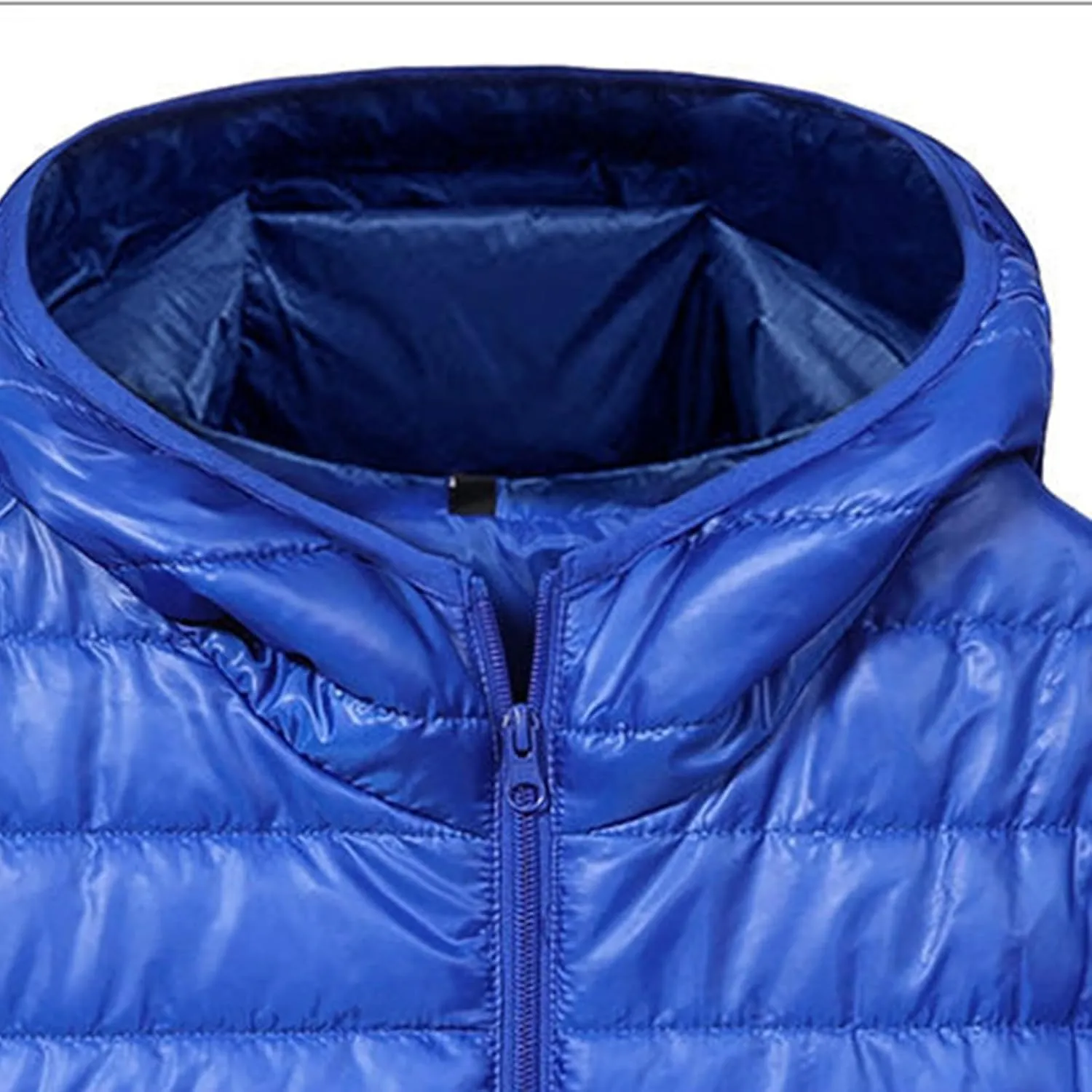 Men's Puffer Jacket Thickened Winter Coat Full Zip Hooded Cardigan Jacket Classic Solid Color Long Sleeve Warm Jacket