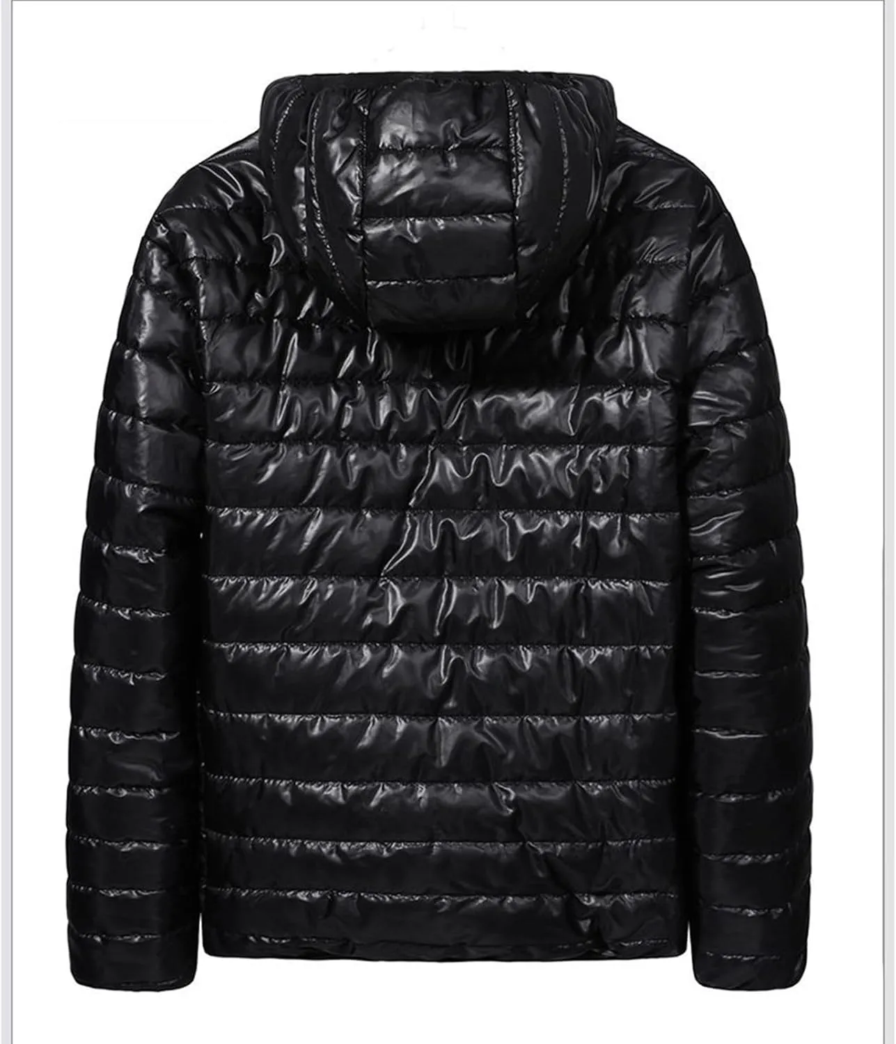 Men's Puffer Jacket Thickened Winter Coat Full Zip Hooded Cardigan Jacket Classic Solid Color Long Sleeve Warm Jacket