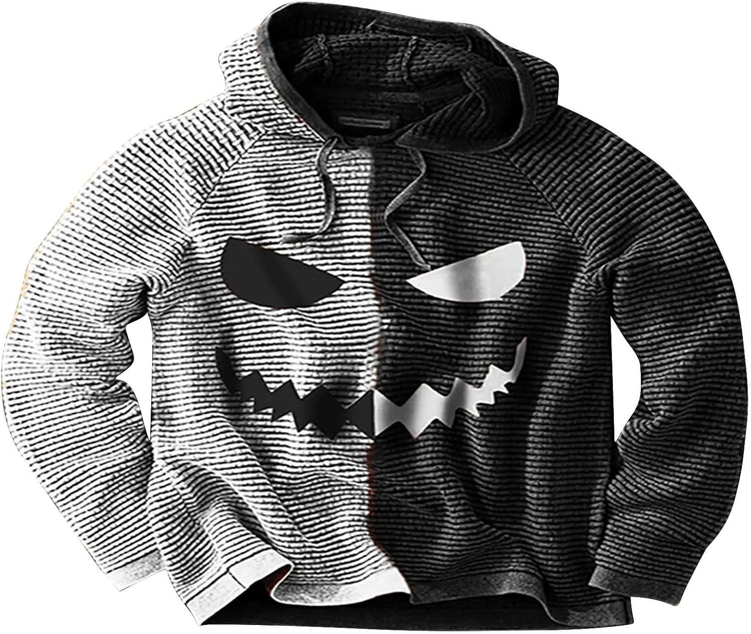 Men's Pumpkin Face Pullover Sweatshirts Halloween Funny Contrast Color Athletic Hoodie Sweatshirts Streetwear