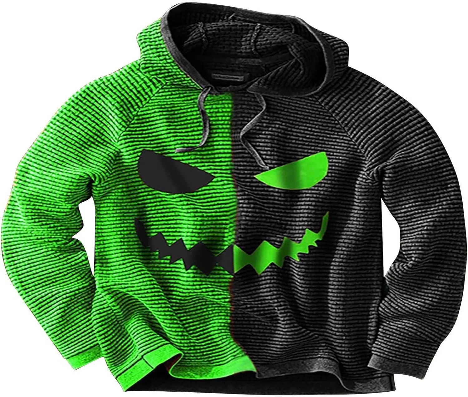 Men's Pumpkin Face Pullover Sweatshirts Halloween Funny Contrast Color Athletic Hoodie Sweatshirts Streetwear