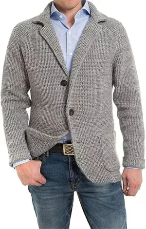 Mens Shawl Collar Cardigan Sweaters Button Down Cable Knit and Pockets Loose Fit Open Front Design