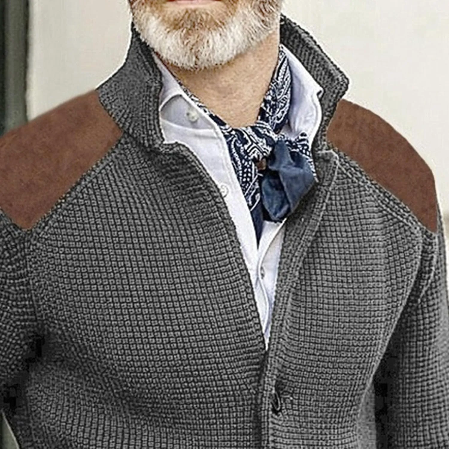 Mens Stand Collar Cardigan Sweaters Knit Textured Sweater Button Down Cardigans