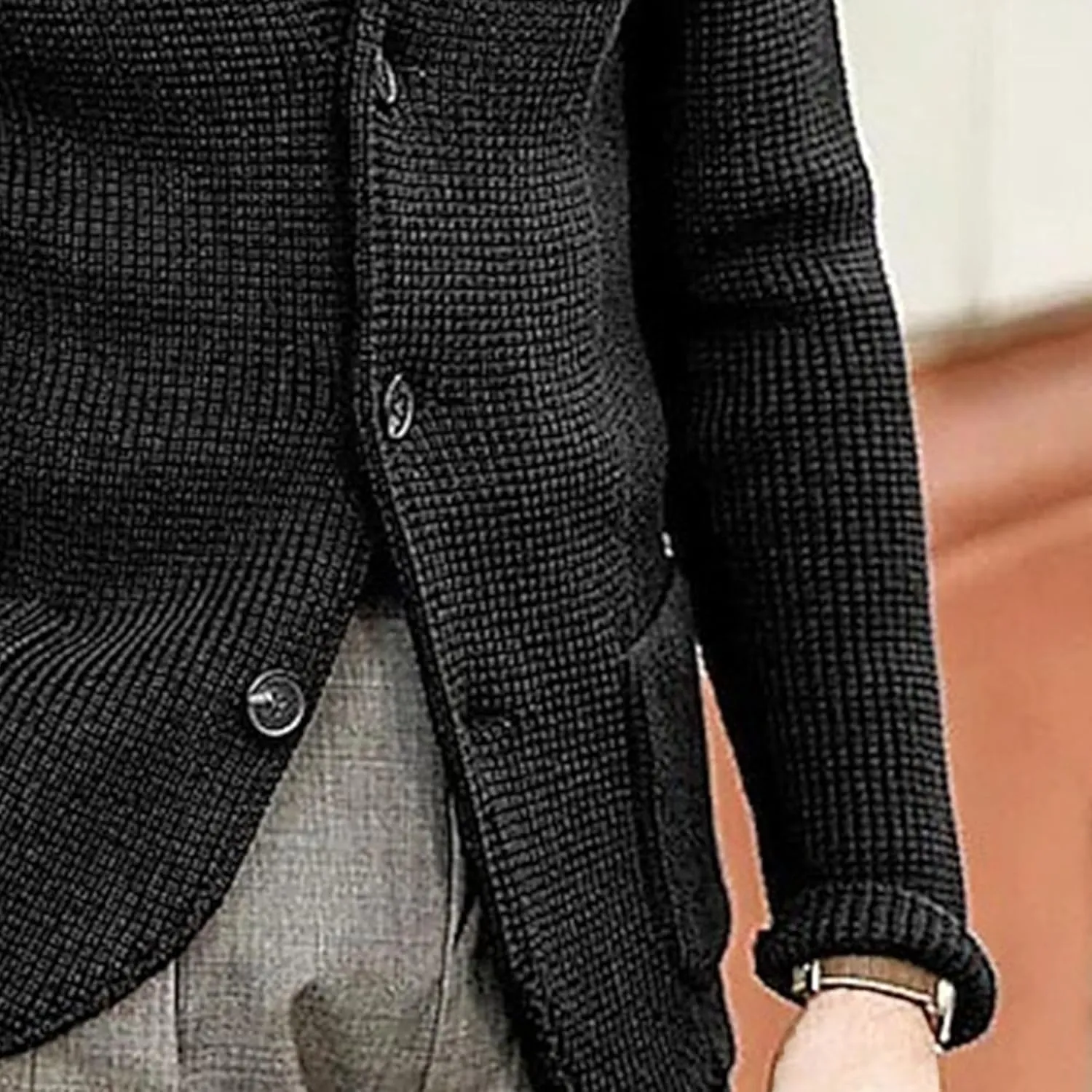 Mens Stand Collar Cardigan Sweaters Knit Textured Sweater Button Down Cardigans