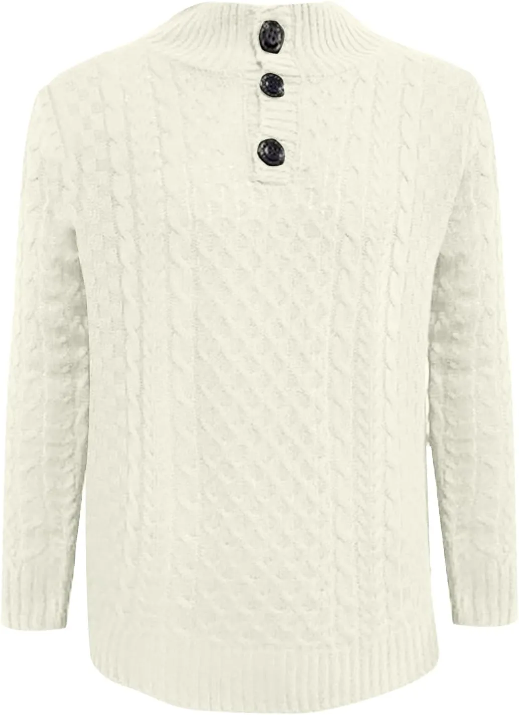 Mens Stand Collar Pullover Sweater Cable Knitted Chunky Fall Winter Fashion Buttons Twisted Thermal Cashmere Sweaters