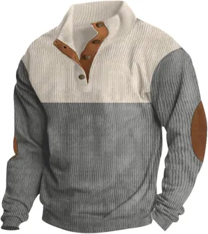 Mens Stand Collar Pullover Sweater Cable Knitted Chunky Winter Fashion Buttons Twisted Thermal Cashmere Sweaters