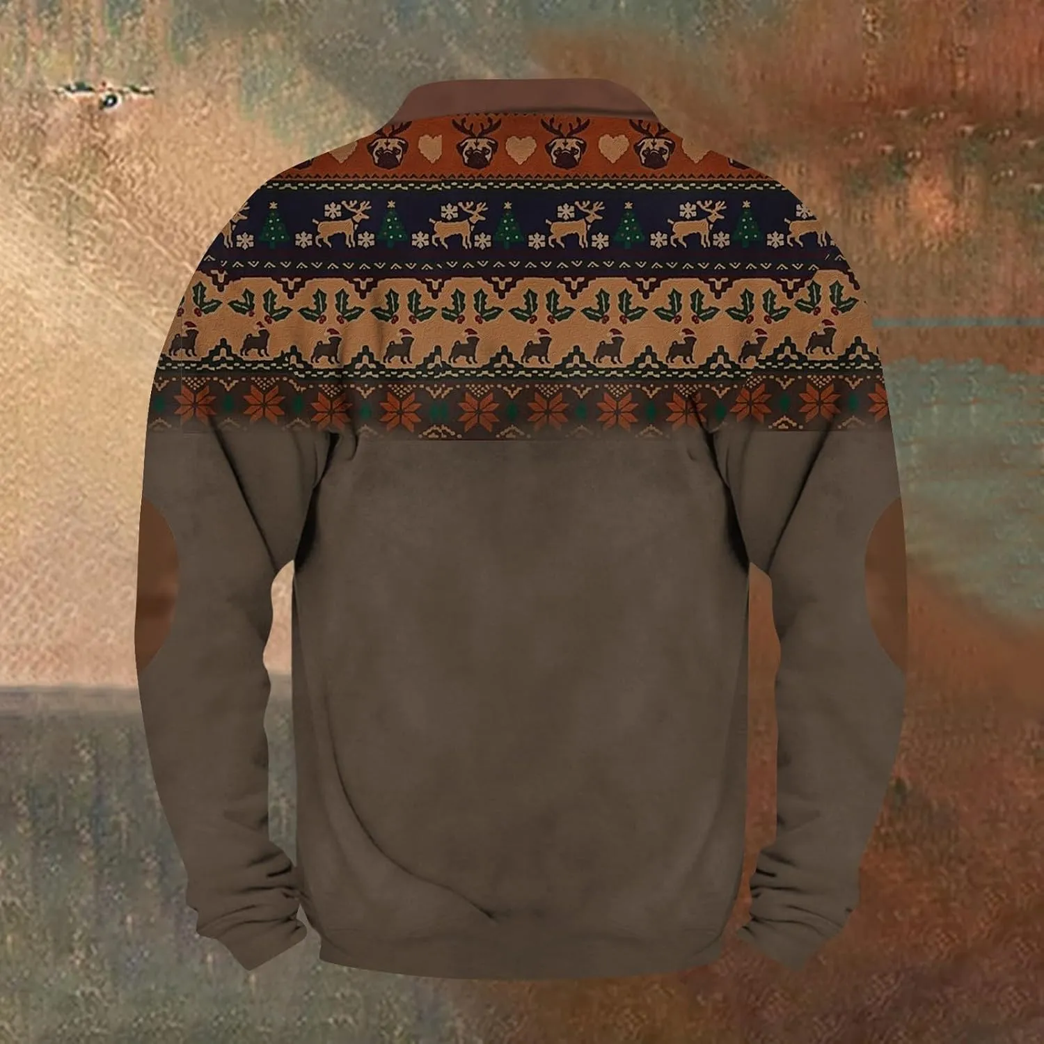 Men'S Sweater Elbow Patches Quarter Zip Sweater Vintage Waffle Polo Shirts And Fuuny St Patrick'S Day Sweatshirt
