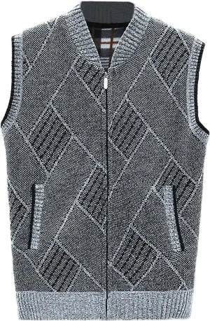 Mens Sweater Vests Zip Up Knitted Trendy Cardigan Sweater V Neck Sleeveless Outwear Comfort Soft Solid Color Jacket