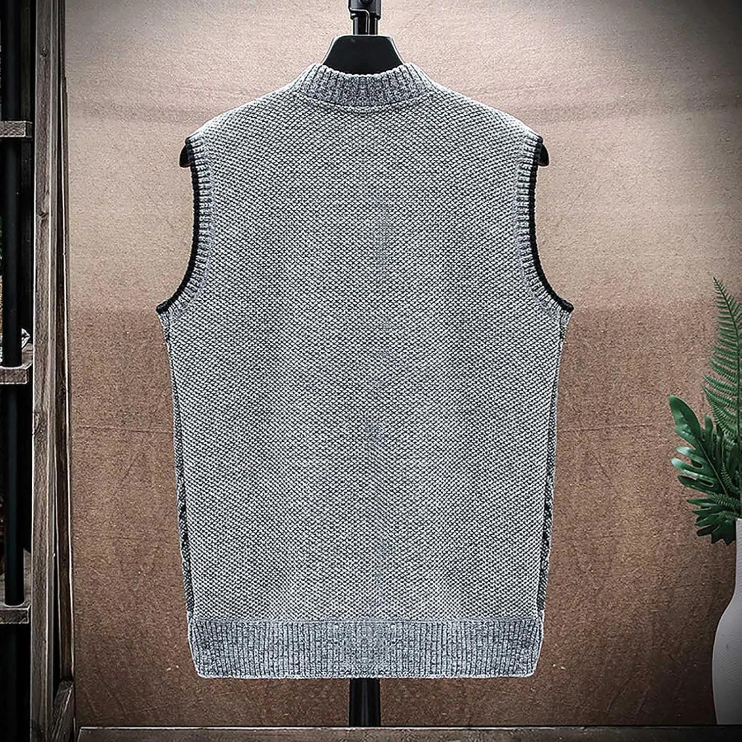 Mens Sweater Vests Zip Up Knitted Trendy Cardigan Sweater V Neck Sleeveless Outwear Comfort Soft Solid Color Jacket