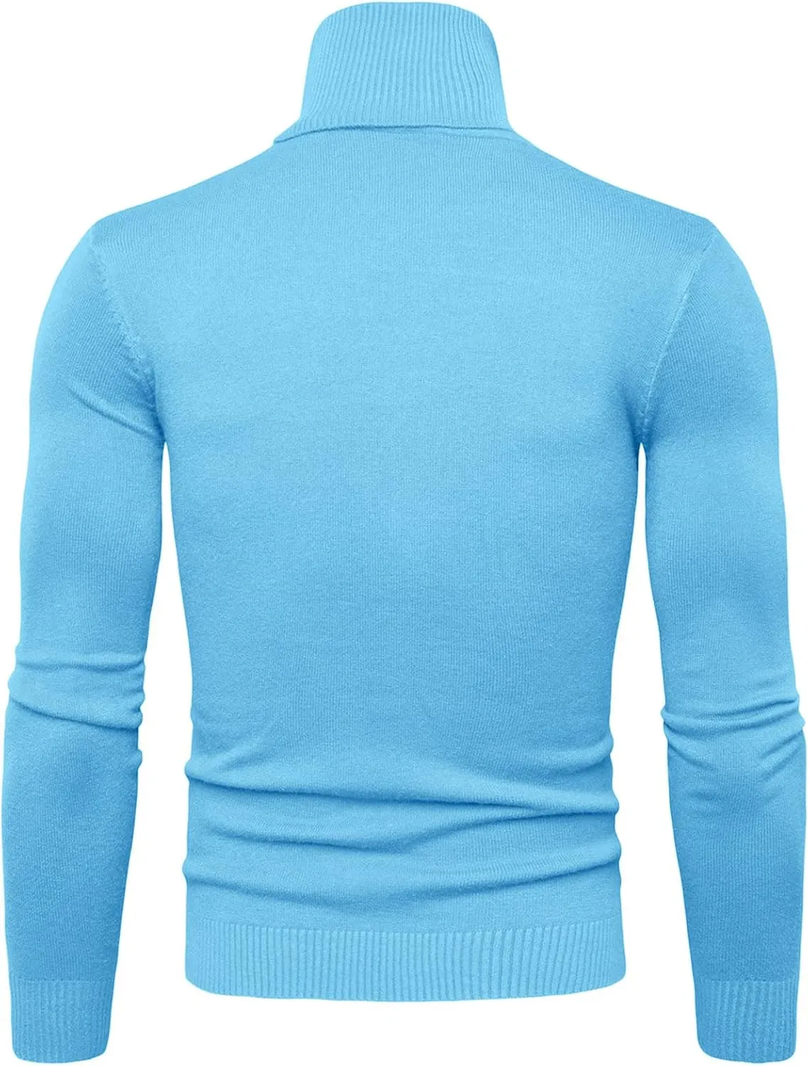 Mens Sweaters Casual Solid Soft Turtleneck Sweater Flexibility Solid Color Close Fitting Top Slim Sweater Black