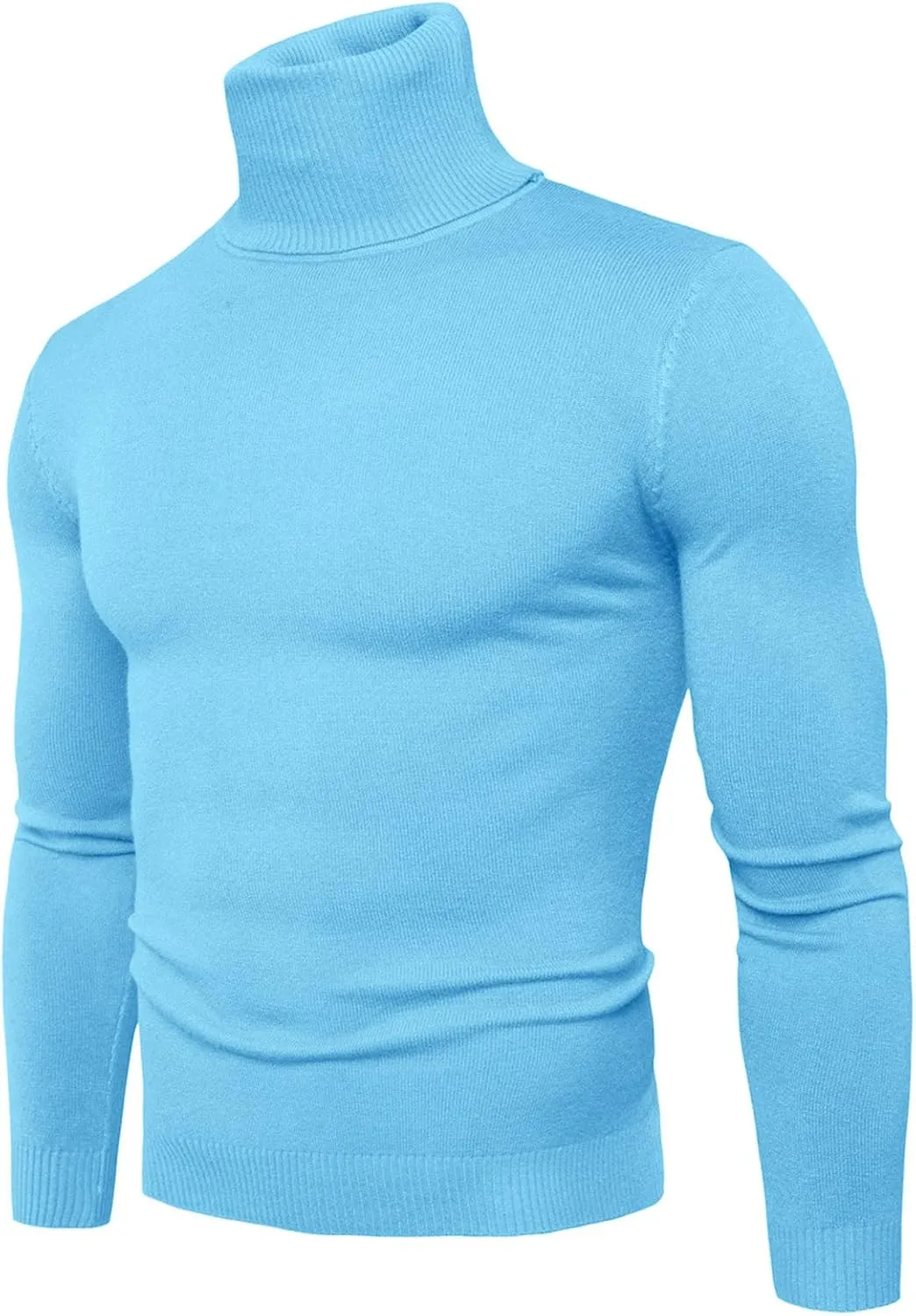 Mens Sweaters Casual Solid Soft Turtleneck Sweater Flexibility Solid Color Close Fitting Top Slim Sweater Black