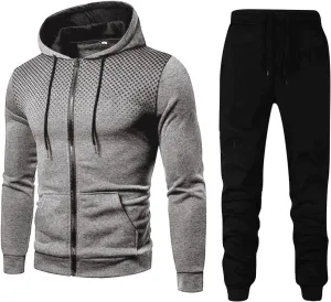 Men's Sweatsuits Track Suits Mens Full-Zip Sweatshirts Jogger Sweatpants Warm Sports Suit Gym Training Wear