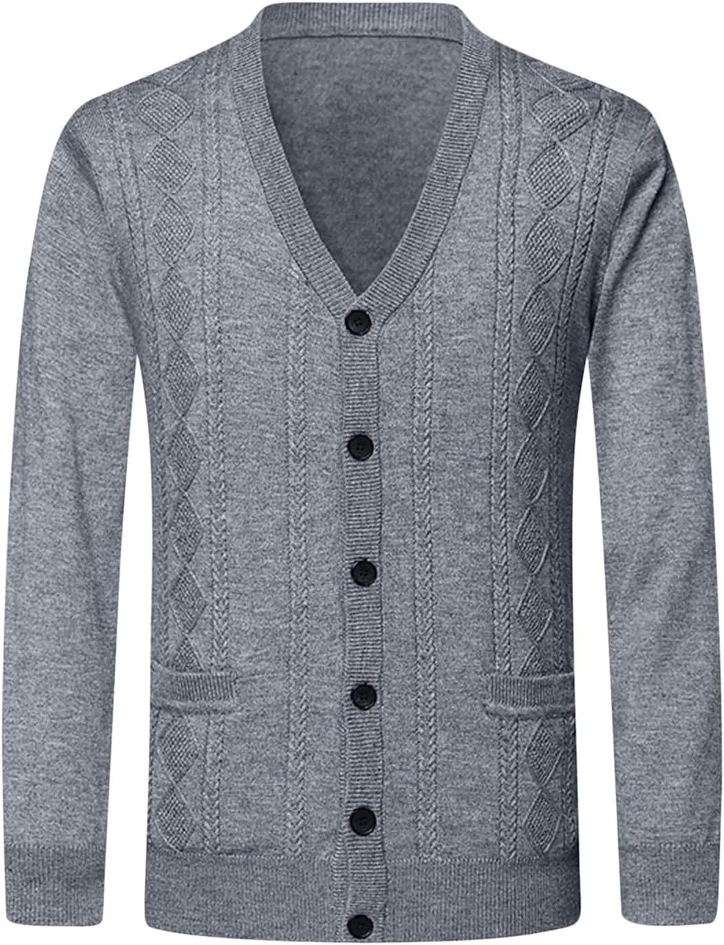 Mens V Neck Cardigan Sweater Lightweight Knit Cardigan Casual Open Front Sweater Button Down Cardigan Sweater