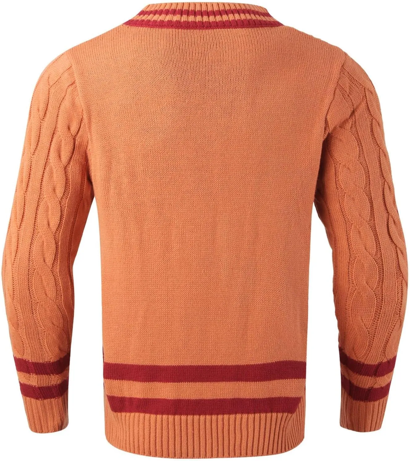Men's V Neck Sweater Long Sleeve Knitted Pullover Striped Twist Textured Top Casual Loose Sweater Fall Winter Outwear