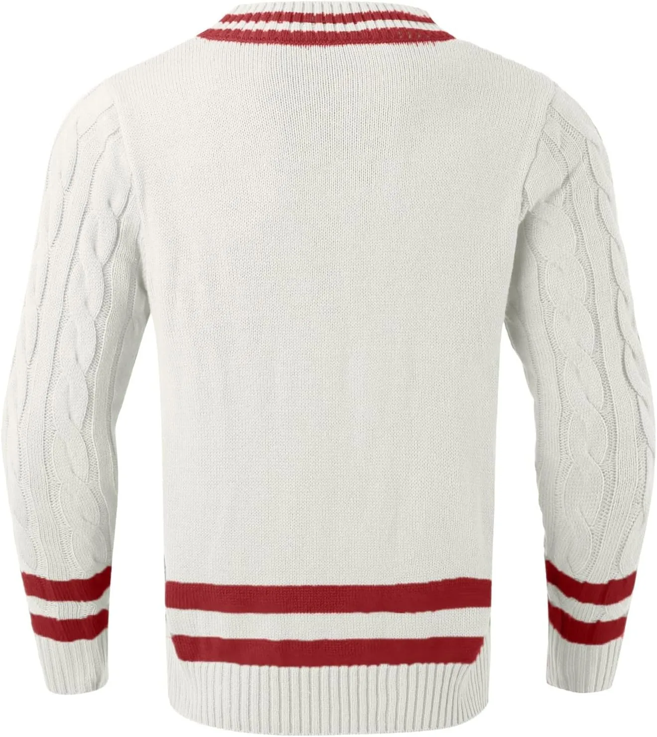 Men's V Neck Sweater Long Sleeve Knitted Pullover Striped Twist Textured Top Casual Loose Sweater Fall Winter Outwear