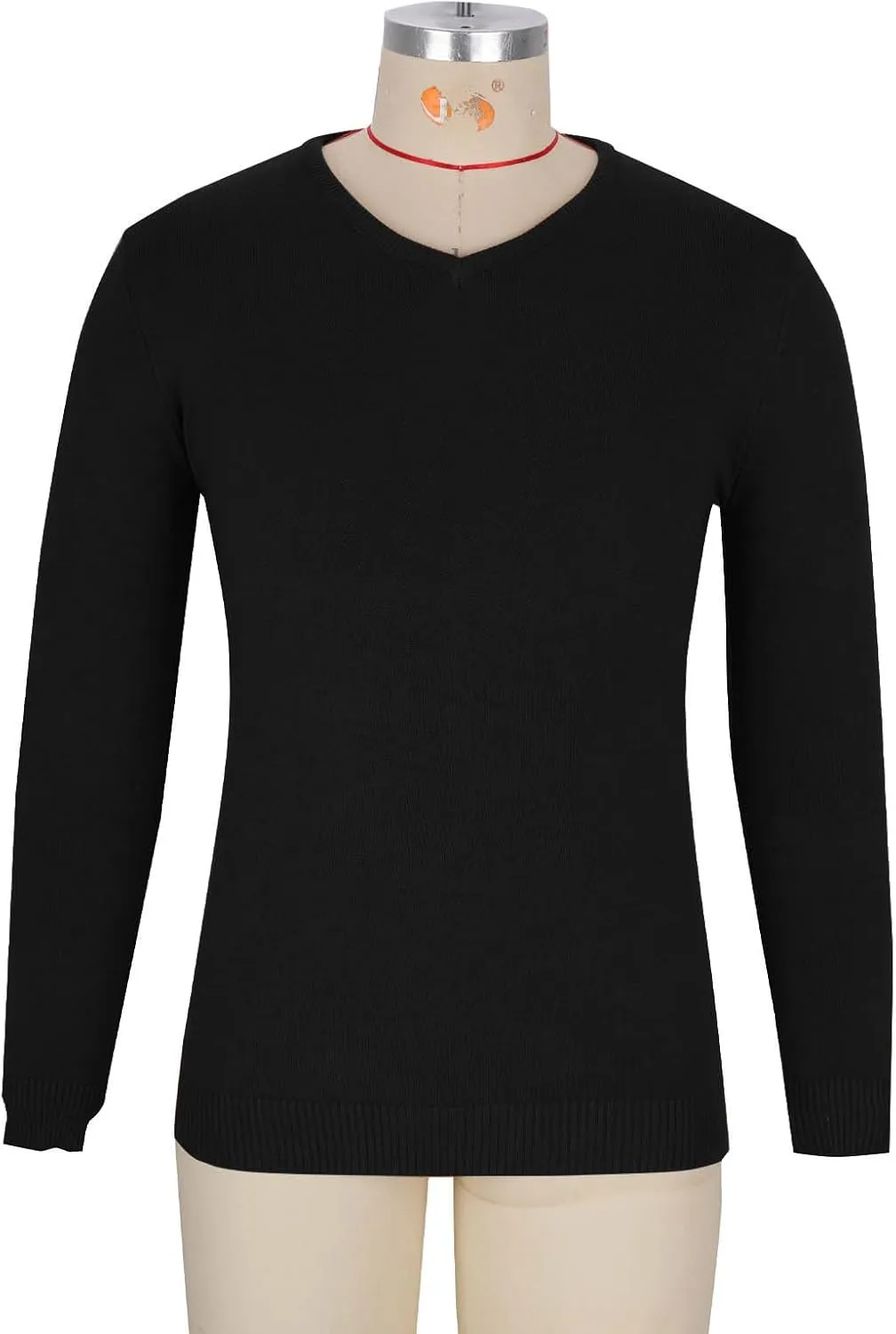 Mens V-neck Sweatshirts Casual Loose Solid Long Sleeve Base Pullover Top Classic Big and Tall Work Knit Sweater Shirt