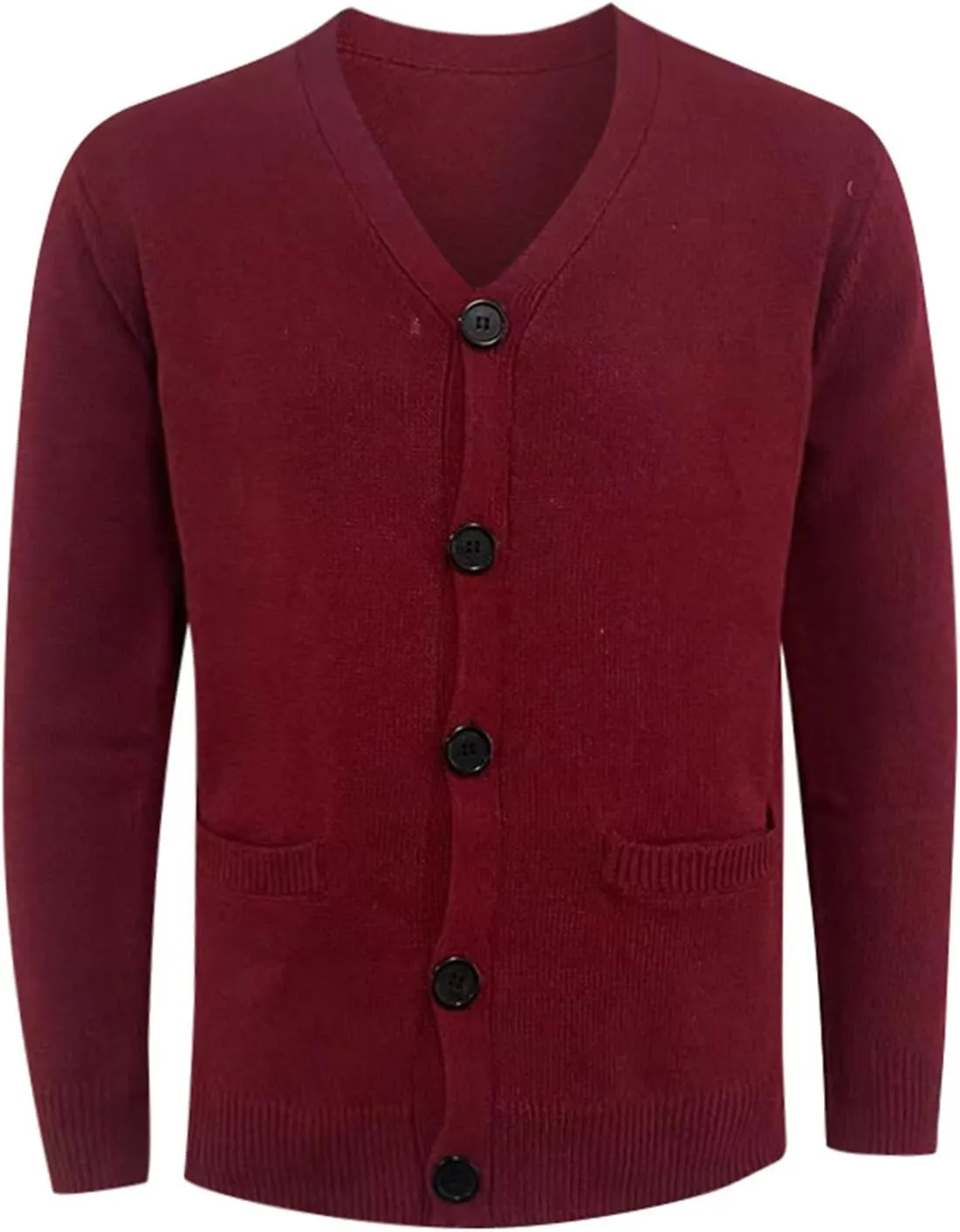 Men's Vintage Solid Long Sleeve Cardigan Sweater with Button V Neck Knitted Sweaters Casual Relaxe Fit Sweaters