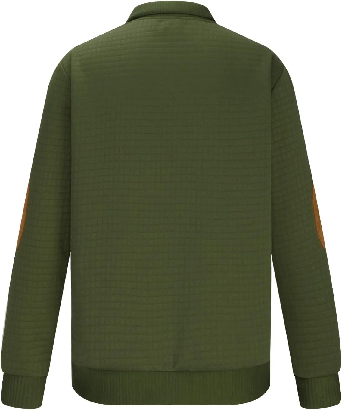 Men's Waffle Knitted Pullover Tops Patchwork Long Sleeve Sweatshirts Button V Neck Stand-Up Collar Loose Tops