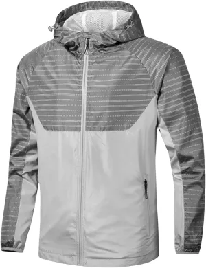 Mens Waterproof Windbreaker Jacket Lightweight Breathable Hooded Zip for Biking Hiking Running Travel