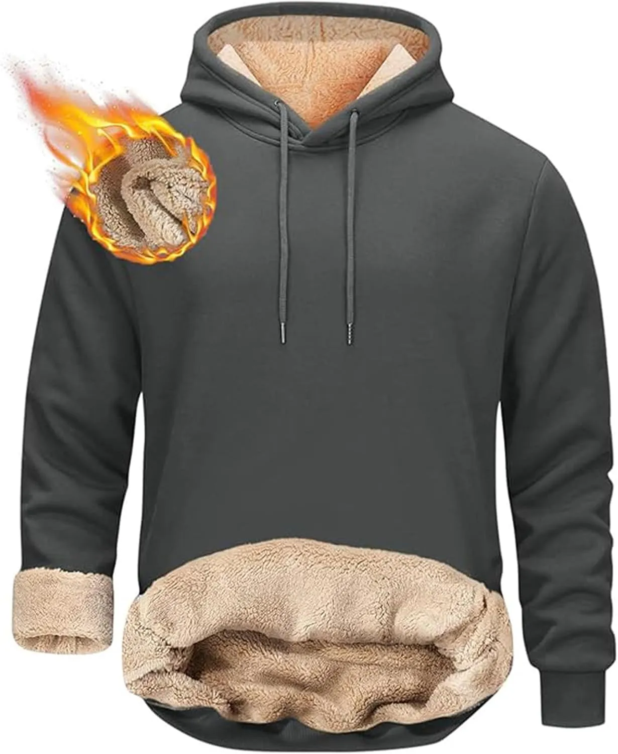 Men'S Winter Fleece Lined Hoodie Thick Thermal Sweatshirt Heavyweight Warm Hooded Pullovers Long Sleeve Outerwear