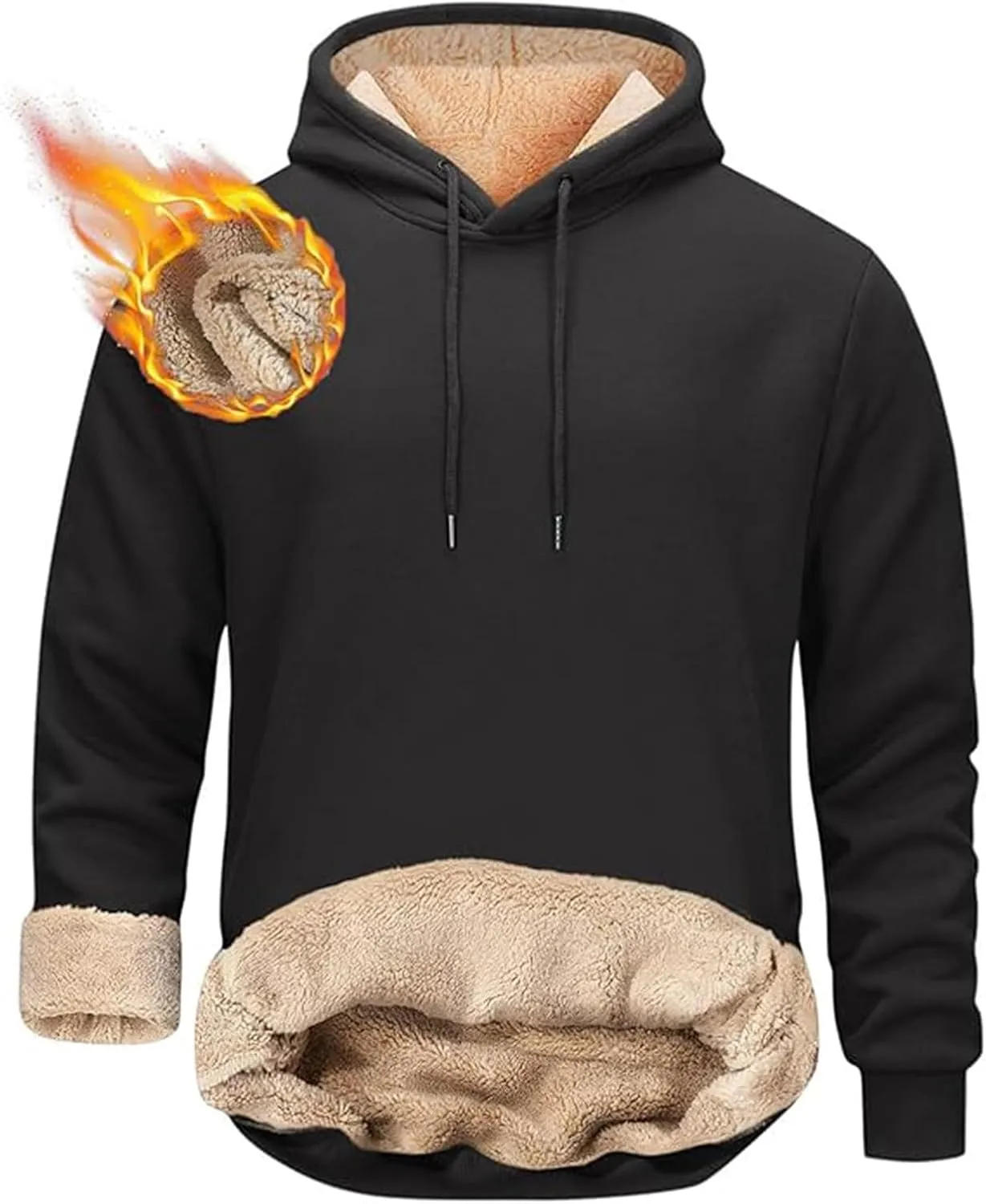 Men'S Winter Fleece Lined Hoodie Thick Thermal Sweatshirt Heavyweight Warm Hooded Pullovers Long Sleeve Outerwear